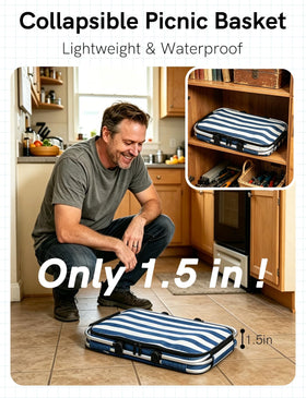 KEFOMOL insulated picnic basket blue detachable handle for easy cleaning