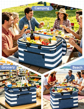 KEFOMOL insulated picnic basket blue internal waterproof layer prevents leaks