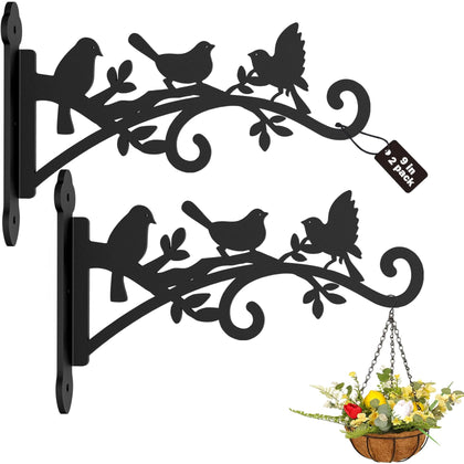 KEHOUXRE two-pack hanging basket brackets, sturdy up to 50 lb, outdoors
