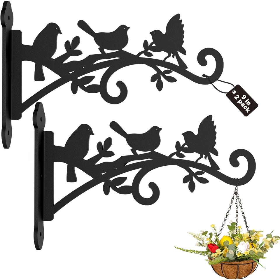 KEHOUXRE two-pack hanging basket brackets, sturdy up to 50 lb, outdoors