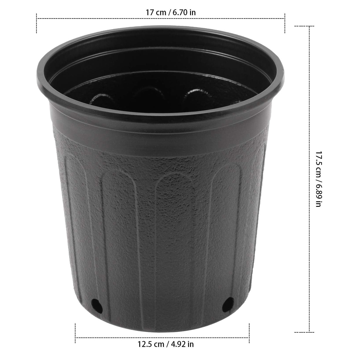 KEILEOHO 1-gallon nursery pot side-view, lightweight and durable for transplanting.