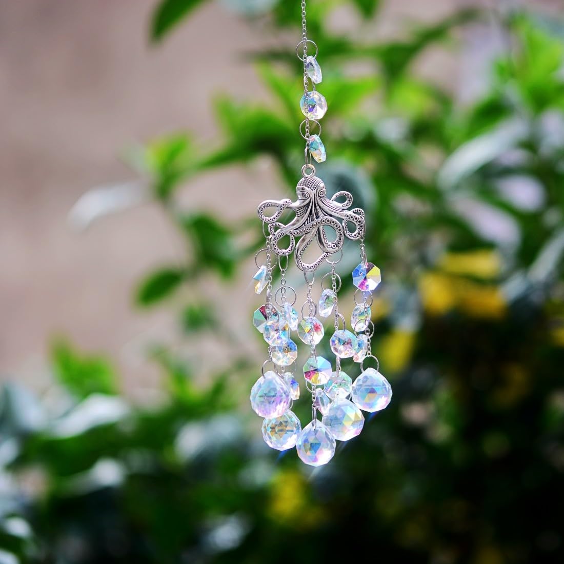 KEINIA octopus crystal hanging decor on window display