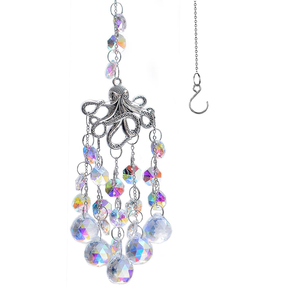 KEINIA octopus crystal suncatcher sparkling in sunlight