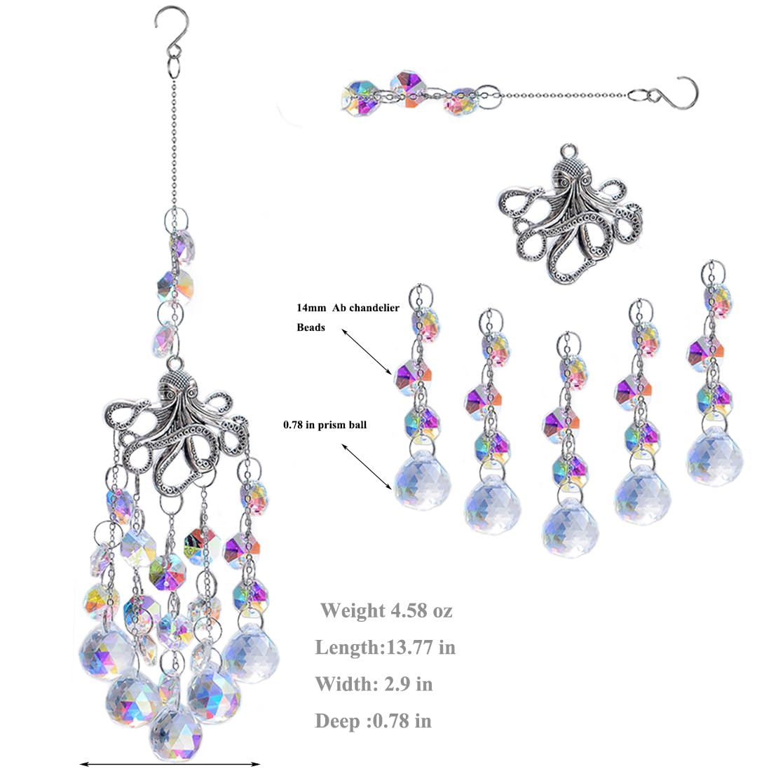 KEINIA AB prism ball with beads creating colorful reflections