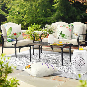 KEIROUTK dragonfly detail pillow cover adds whimsy to patios