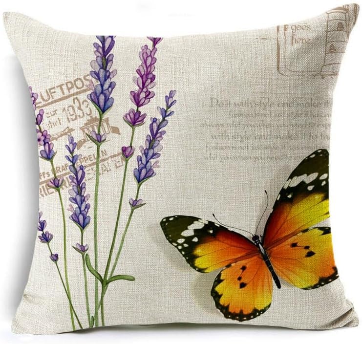 KEIROUTK lavender flower print pillow for calming outdoor seating