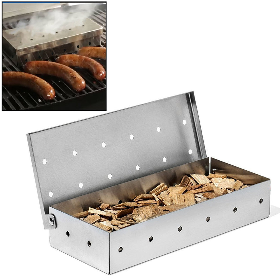 KEISSCO stainless steel smoker box, large capacity for longer smoking sessions.
