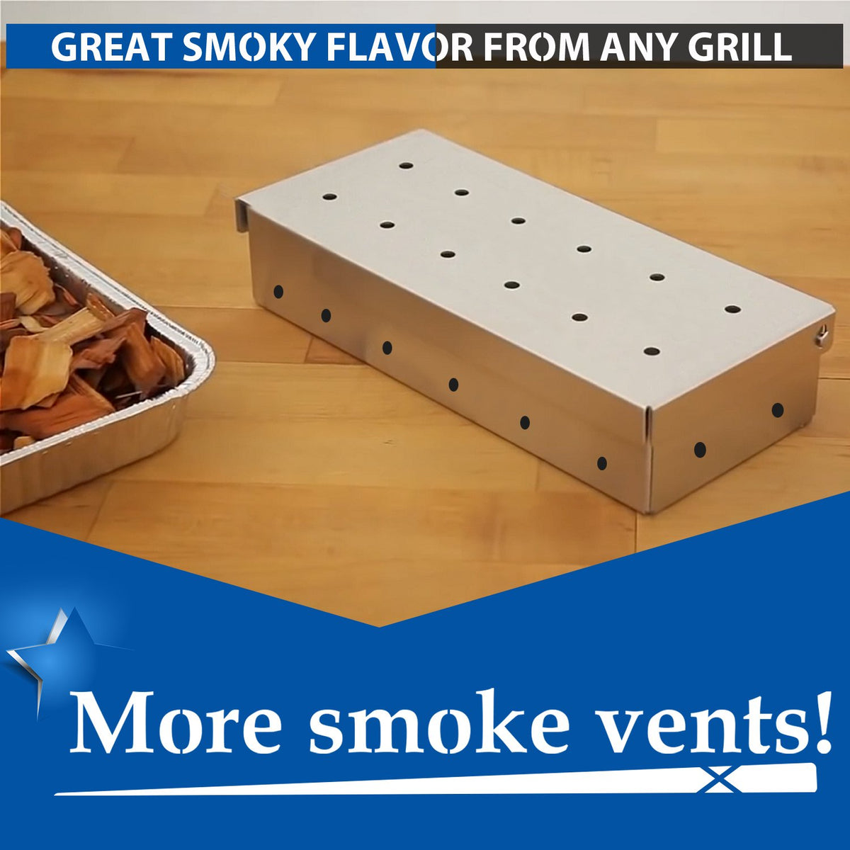 KEISSCO smoker box supports quick wood-chip swaps for customization.