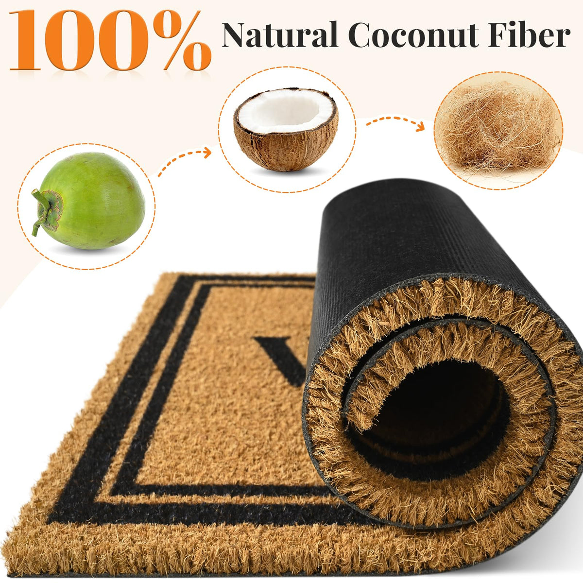 Kelarea coir door mat with non-slip backing for stable entryways.