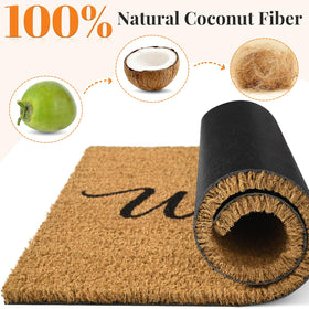 Kelarea coco coir mat features heavy-duty backing to stay put.