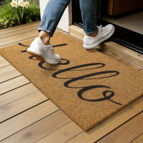 Kelarea door mat with heavy-duty rubber backing for stability.
