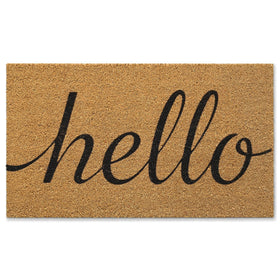 Kelarea front door mat with coir top scrapes dirt and welcomes guests.