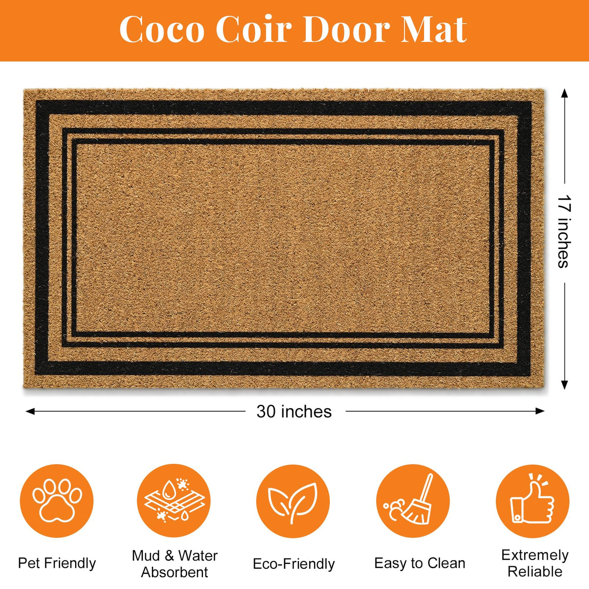 Kelarea front door mat heavy-duty backing prevents slipping on floors.