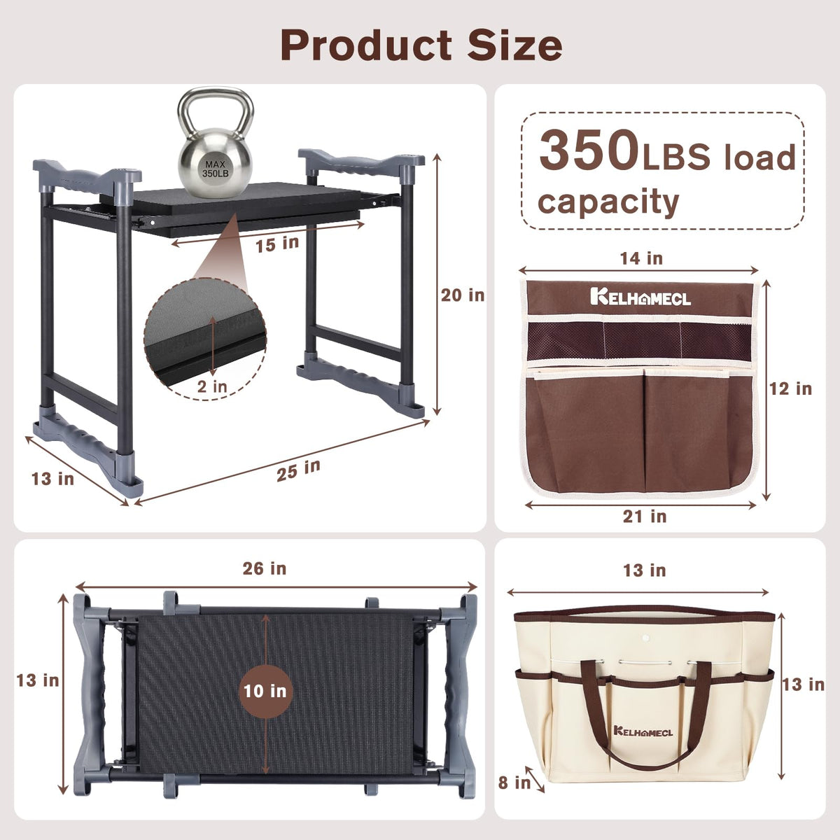 KELHOMECL 2-in-1 kneeler and seat for versatile gardening.