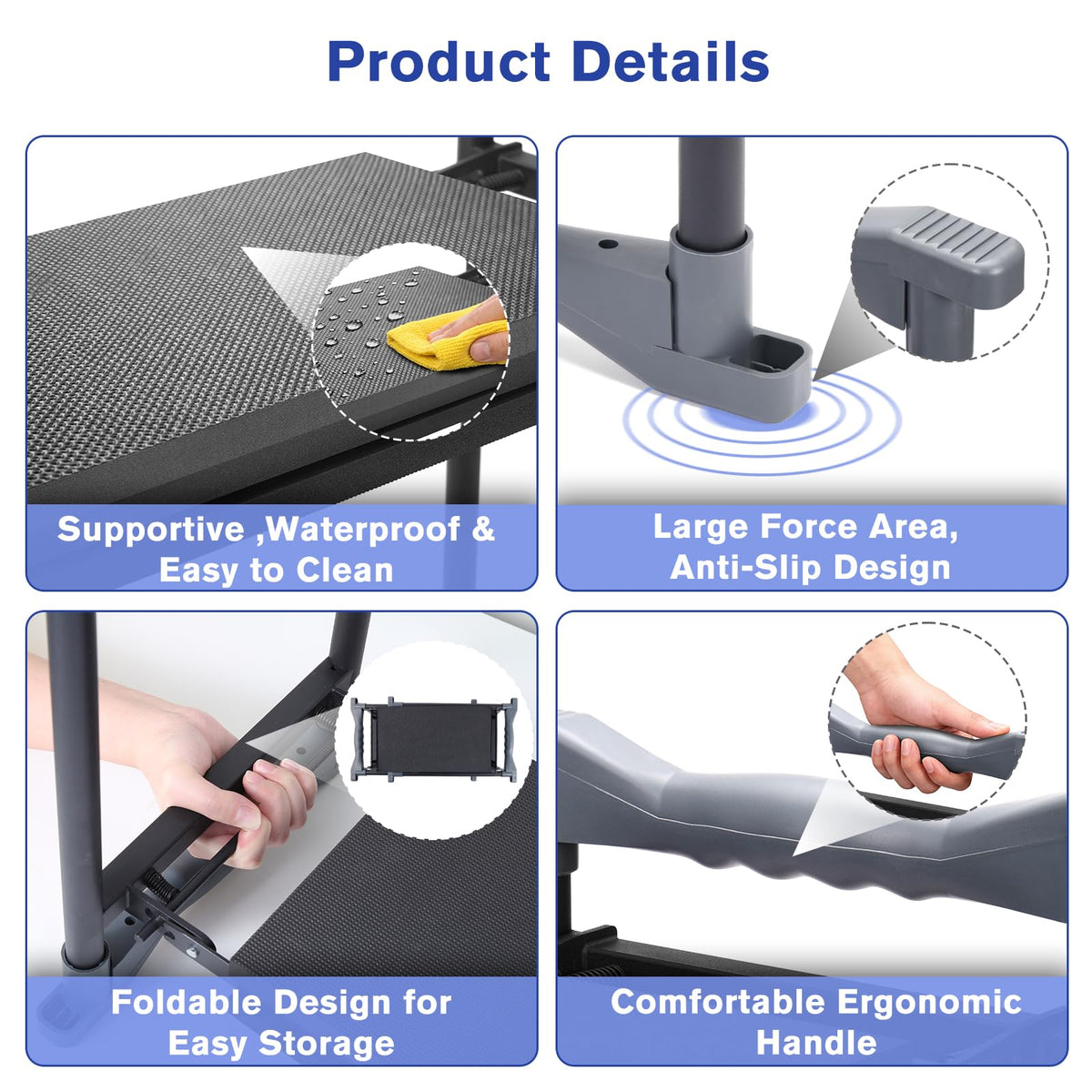 KELHOMECL 350 lbs capacity kneeler provides stable support on varied surfaces.