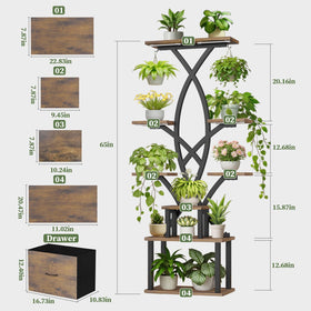 KELHOMECL eight-tier plant shelf fits neatly in a corner for vertical gardening.