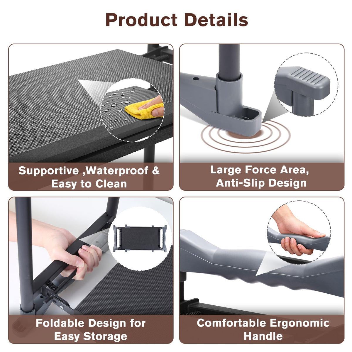 KELHOMECL folded kneeler with tool pouch for portable outdoor use.