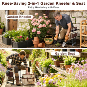 KELHOMECL kneeler converted to seat with a sturdy frame for gardening tasks.