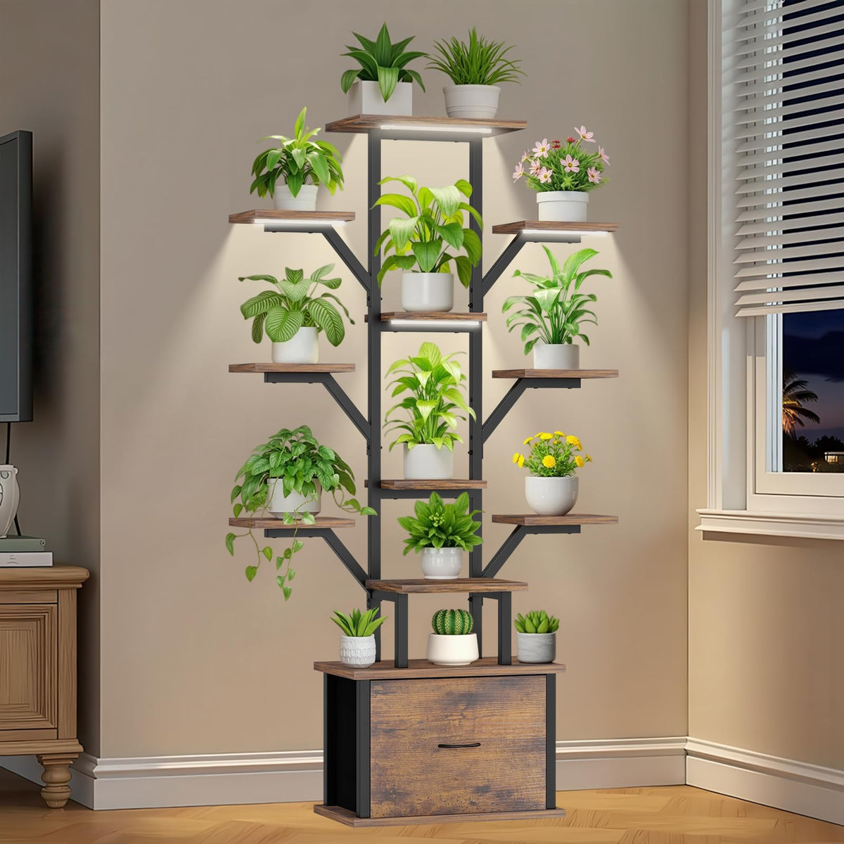 KELHOMECL indoor plant rack fits living room, patio, and bedroom.