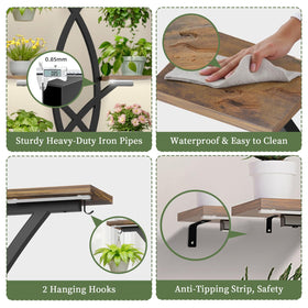 KELHOMECL multi-level display with hooks for hanging plants and extra versatility.