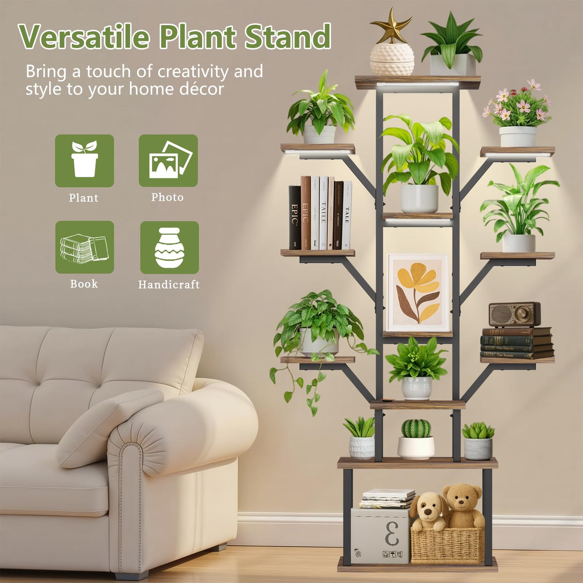 KELHOMECL 65-inch plant stand tower highlights tall display area.