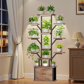 KELHOMECL plant stand with grow lights, front view, showcasing 12 tiers for indoor plants.