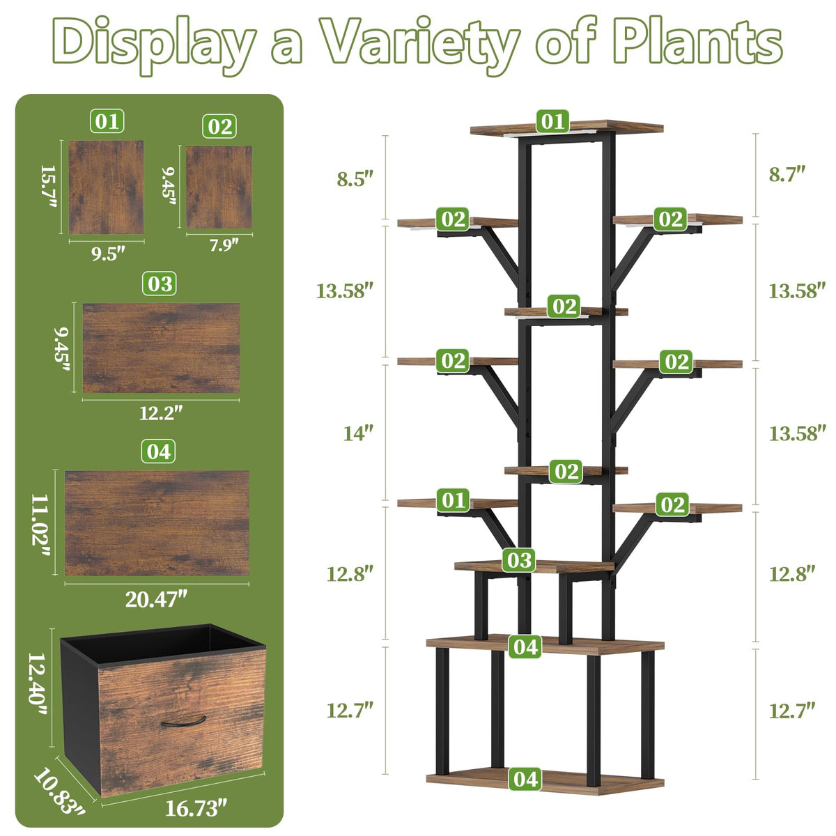 KELHOMECL holds 16+ pots, perfect for a lush indoor garden.
