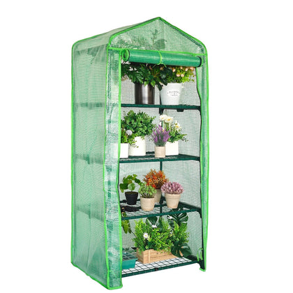 Kelived 4-Tier Mini Greenhouse front view shows compact, space-saving garden solution.
