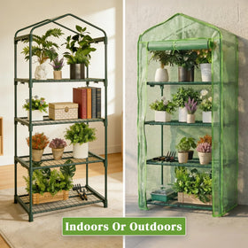 Kelived 4-Tier Mini Greenhouse shelf closeup highlights sturdy shelves for herbs.