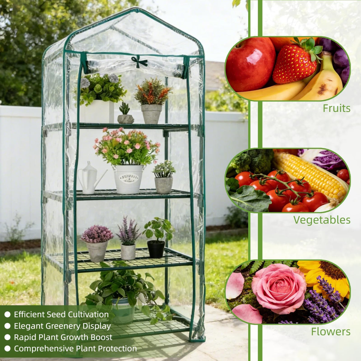 Kelived Mini Greenhouse dimensions shown in a compact footprint for restricted spaces