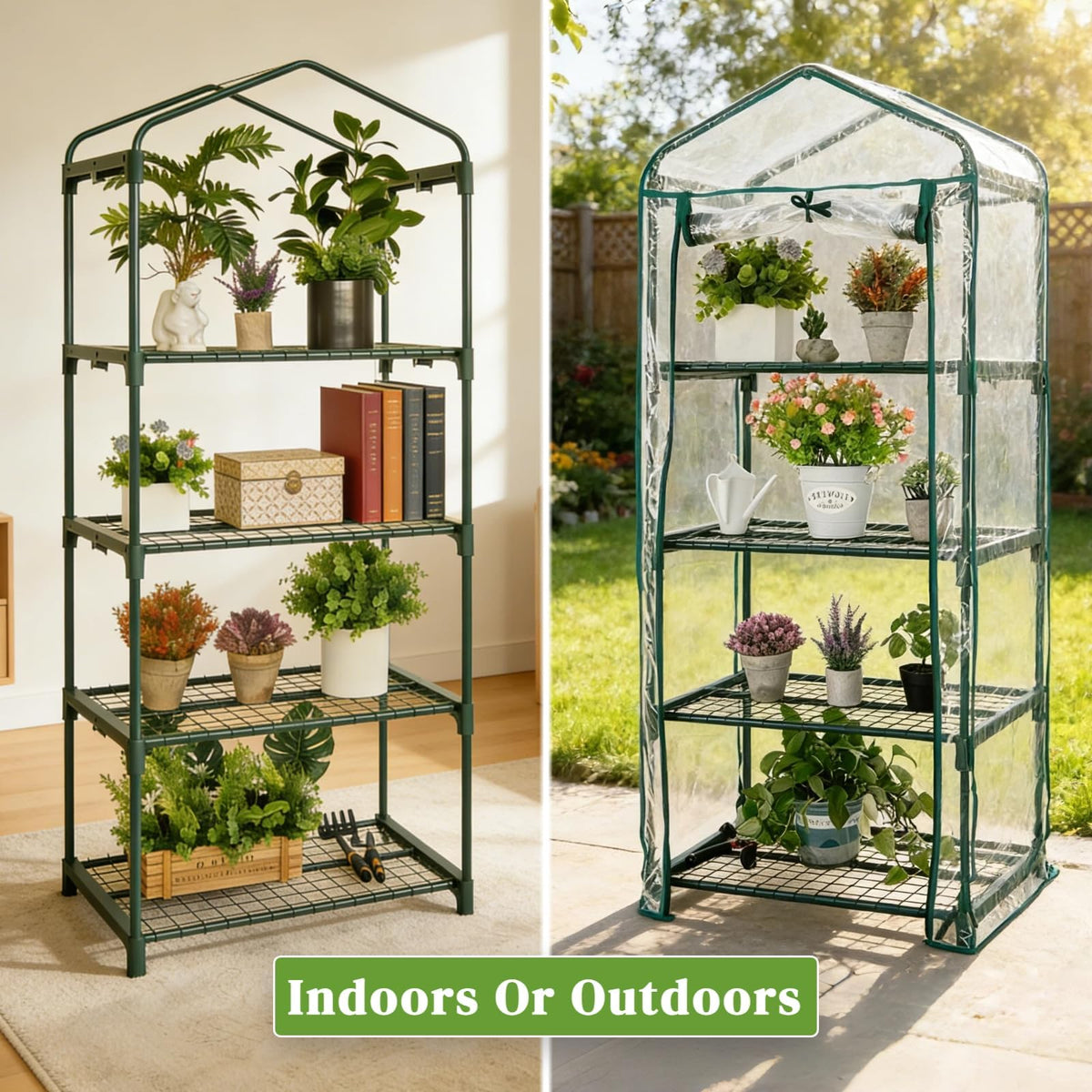 Durable steel frame of Kelived Mini Greenhouse supporting sturdy shelving
