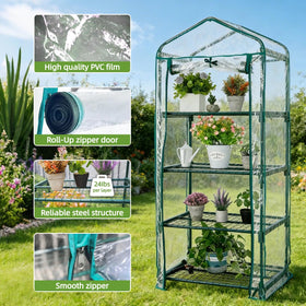 Zippered roll-up door on Kelived Mini Greenhouse for easy access and ventilation