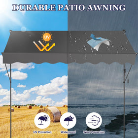 KELIXU awning side-view wall mount showing sturdy frame and ease of use.