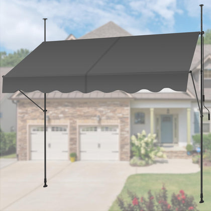 KELIXU manual retractable awning extended for 118-inch shade and UV protection.