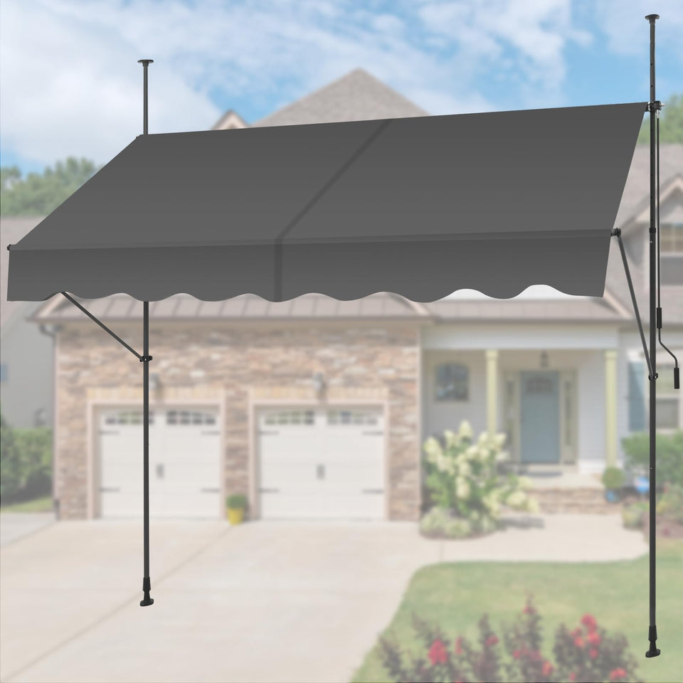 KELIXU manual retractable awning extended for 118-inch shade and UV protection.