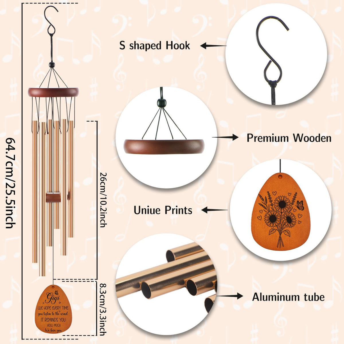 Keluna pink floral gift box complements the Gigi wind chimes set.