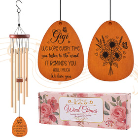 Keluna wind chimes for Gigi set hangs in the garden to add gentle ambiance.