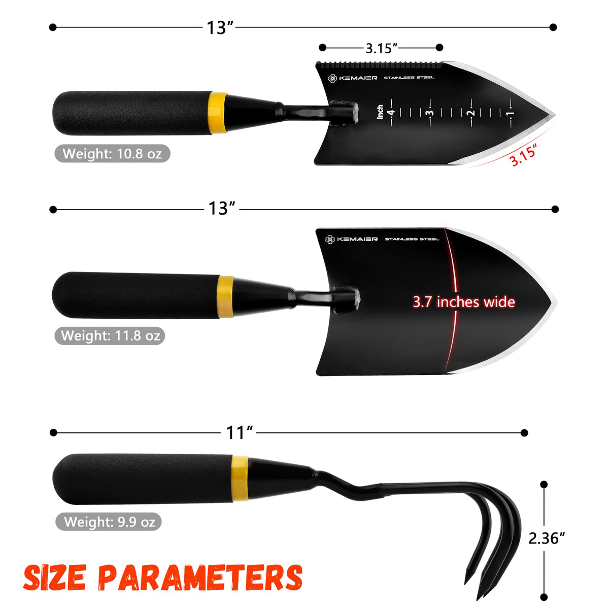 Kemaier 7-in-1 large trowel ideal for digging and transplanting