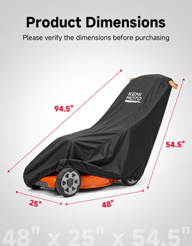 KEMIMOTO all-weather protection extends mower life by shielding UV, pollen, and debris.