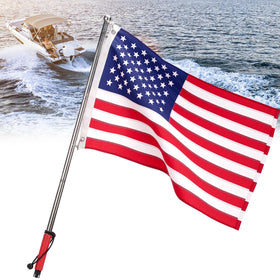 KEMIMOTO boat flag pole assembly shows durable aluminum construction for easy mounting