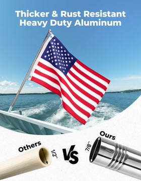 KEMIMOTO boat flag pole bungee cord secures the flag during high-speed boating