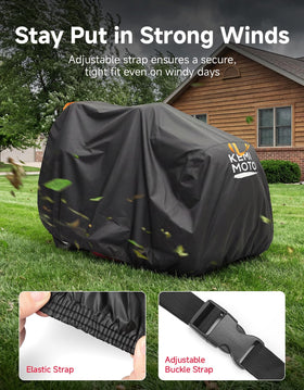 Kemimoto windproof buckle keeps the cover snug in gusty weather.