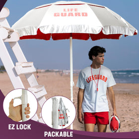 Kemp USA Lifeguard Solar Umbrella robust construction for professional outdoor use.