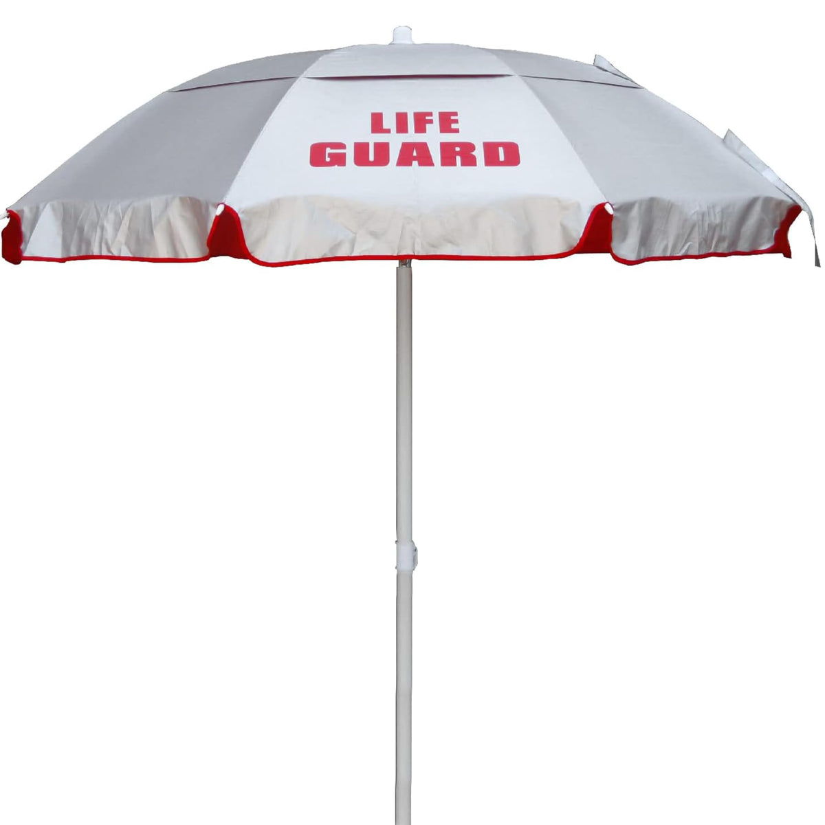 Kemp USA Lifeguard Solar Umbrella with silver canopy delivers durable poolside shade.