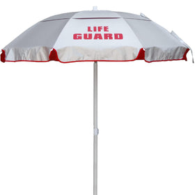 Kemp USA Lifeguard Solar Umbrella with silver canopy delivers durable poolside shade.