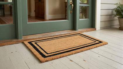 Kempf doormat, front view: black border coir with non-slip backing for entryways.