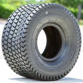 Kenda K500 Super Turf mounted on a mower demonstrates OEM fitment for easy replacement