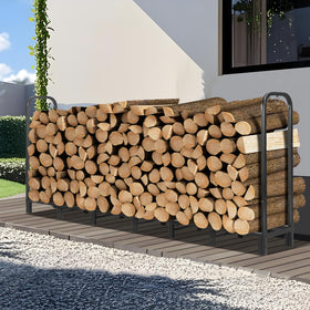 Kendane 8ft firewood rack with stable base for secure outdoor storage