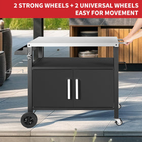 Kendane Grill Cart Table accessory hub including towel rack and spice holder.