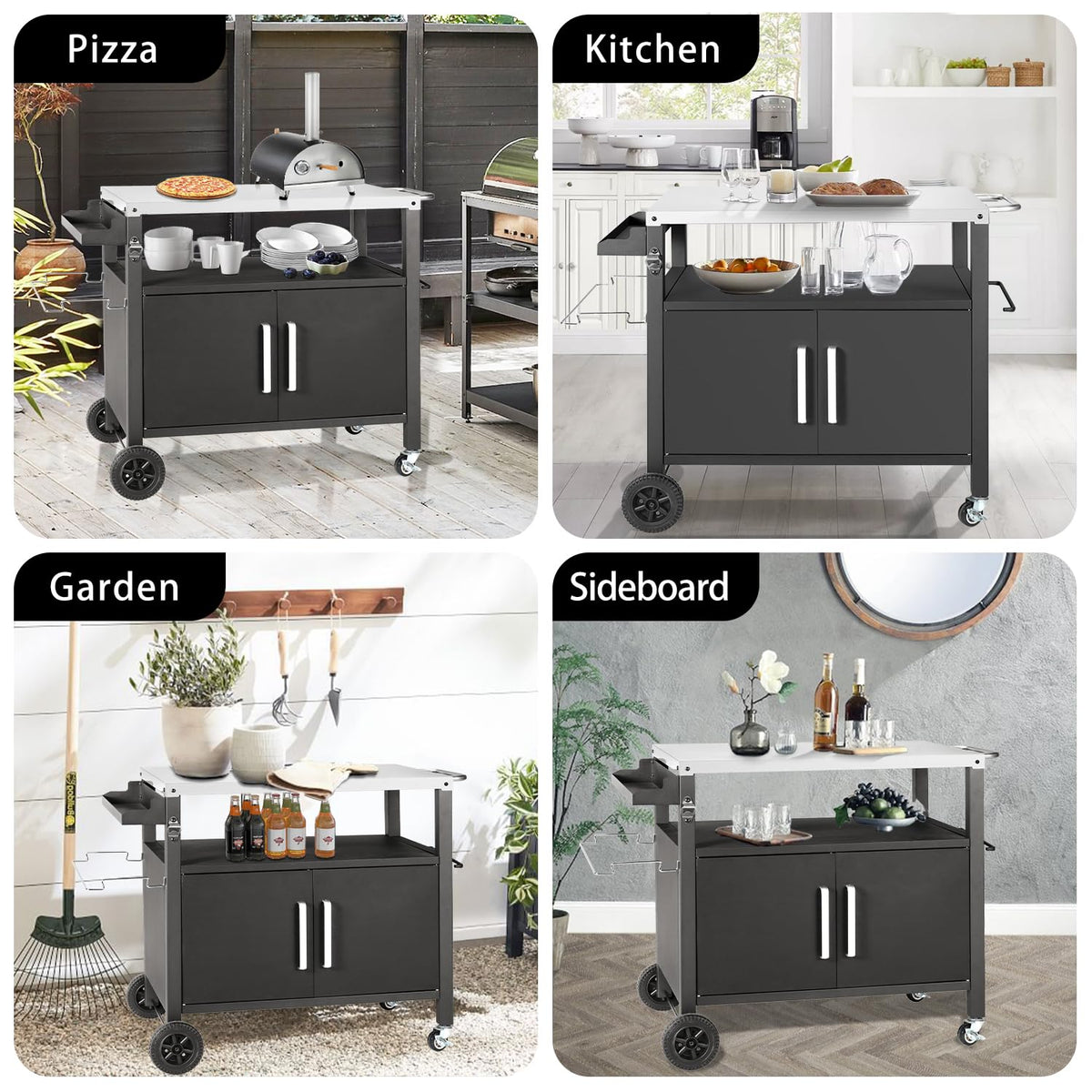 Kendane Grill Cart Table large storage cabinet for easy tool and ingredient access.